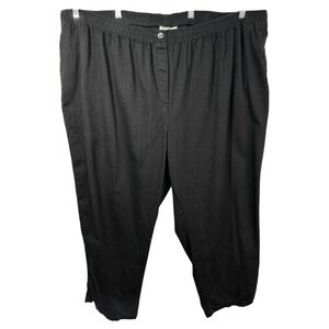 Woman Within Plus Size 36T Cropped Pants Capri Black Cotton Elastic Pull‎ On 590